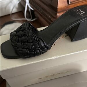Marc Fisher Black Mules with Braided Design